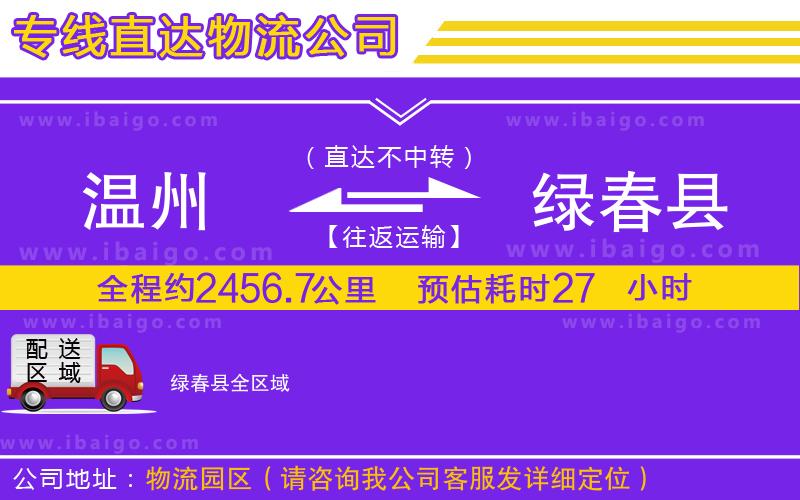 溫州到綠春縣物流專線