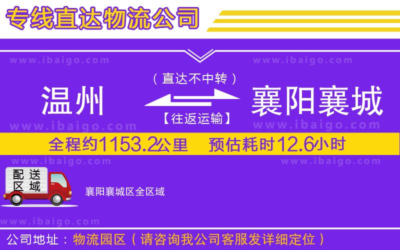 溫州到襄陽(yáng)襄城區(qū)物流