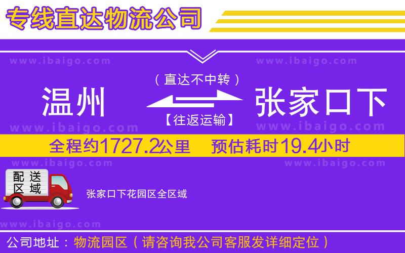 溫州到張家口下花園區(qū)物流